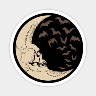 Skull Moon Vampire Bats Magnet